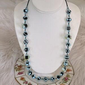 Glass Bead and Sterling Necklace